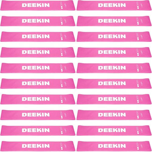 Deekin 20 Pcs Resistance Bands Resistance Loop Exercise Bands Exercise Equipment Elastic Drag Ring for Women and Men Home Fitness, Gym, Yoga(25-30 Lbs,Pink)