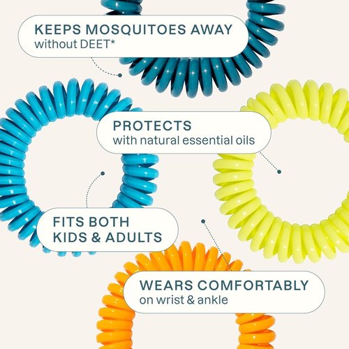 Cliganic Mosquito Repellent Bracelets - 10 Pack of Natural DEET-Free Bands in Rainbow Colors