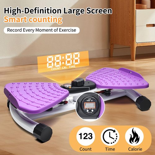 Ab Twister Trainer – Smart LED Digital Monitor, 330LBS Capacity, 20dB Ultra-Quiet Waist Twister Machine, Anti-Slip Home Gym Equipment for Women & Men, Belly Fat Workout Tool for Core Fitness (purple)