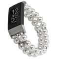 Wongeto Compatible with Fitbit Charge 4 Charge 3 and Charge 3 SE Bands,Fashion Handmade Elastic Stretch Pearl Bracelet Women Replacement Strap for Fitbit Charge 3 accssorises (Pearl White)