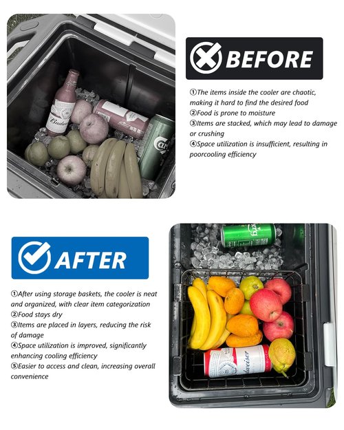 Wire Basket for Ninja FrostVault Hard Cooler & Wheeled Cooler - Heavy-Duty Organizer Rack for Efficient Storage, Dry-Goods Basket for Perfect for Camping Trips or Outdoor Parties, Black(L)