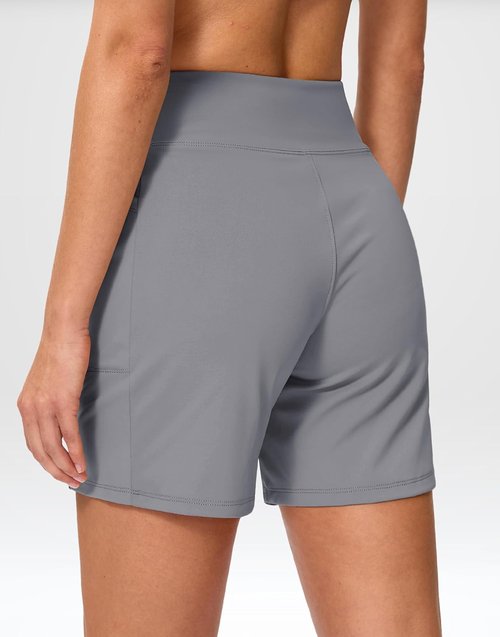 G Gradual Women's Athletic Shorts - 6" High Waisted Stretchy Bermuda Shorts | Quick Dry Summer Casual Wear