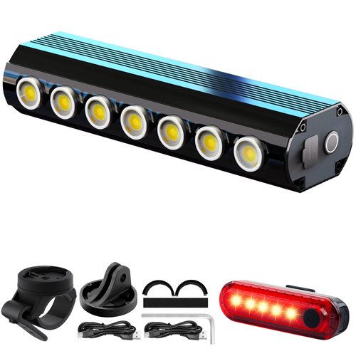 2025 New Super Bright Bike Lights for Night Riding, 7 LED USB Rechargeable Bike Headlight, Bicycle Light Taillight, Waterproof Aluminum Bicycle Headlight for Adult Kid Mountain Road Commuter Cycling