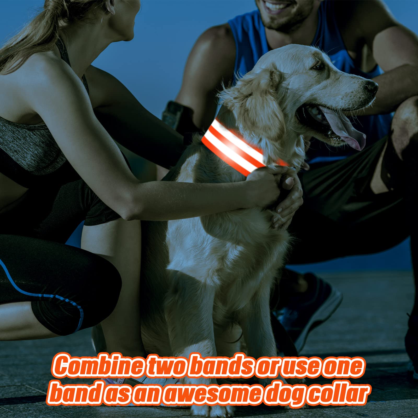 Yilloog 100 Pcs Reflective Arm Bands for Night Walking Reflector Bands Wrist Arm Ankle Leg High Visibility Reflective Gear Safety Reflector Tape Straps for Cycling and Running(Green, Orange)
