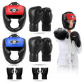 Sparring Head Guard with Gloves - Boxing Headgear for MMA, Kickboxing, Muay Thai & Boxing (Red & Blue, Small-Medium)