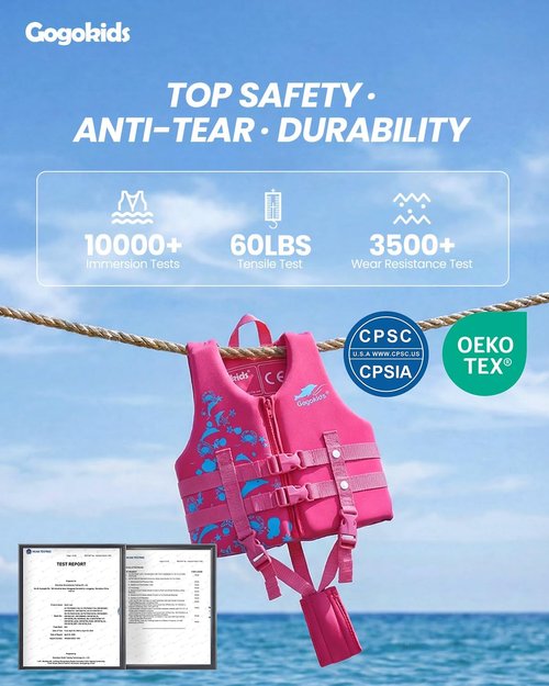 Gogokids Toddler Swim Vest - Buoyancy Jacket Floaties for Kids 2-8 Years | Pool & Beach Fun, 22-60 lbs