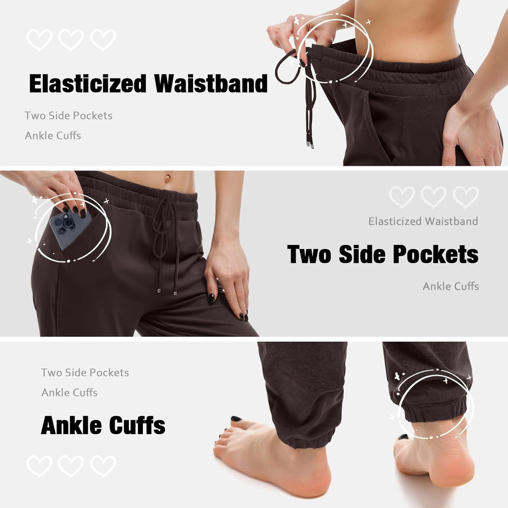 Walifrey Women's Joggers - Comfortable Drawstring Sweatpants with Pockets for Lounging & Workout
