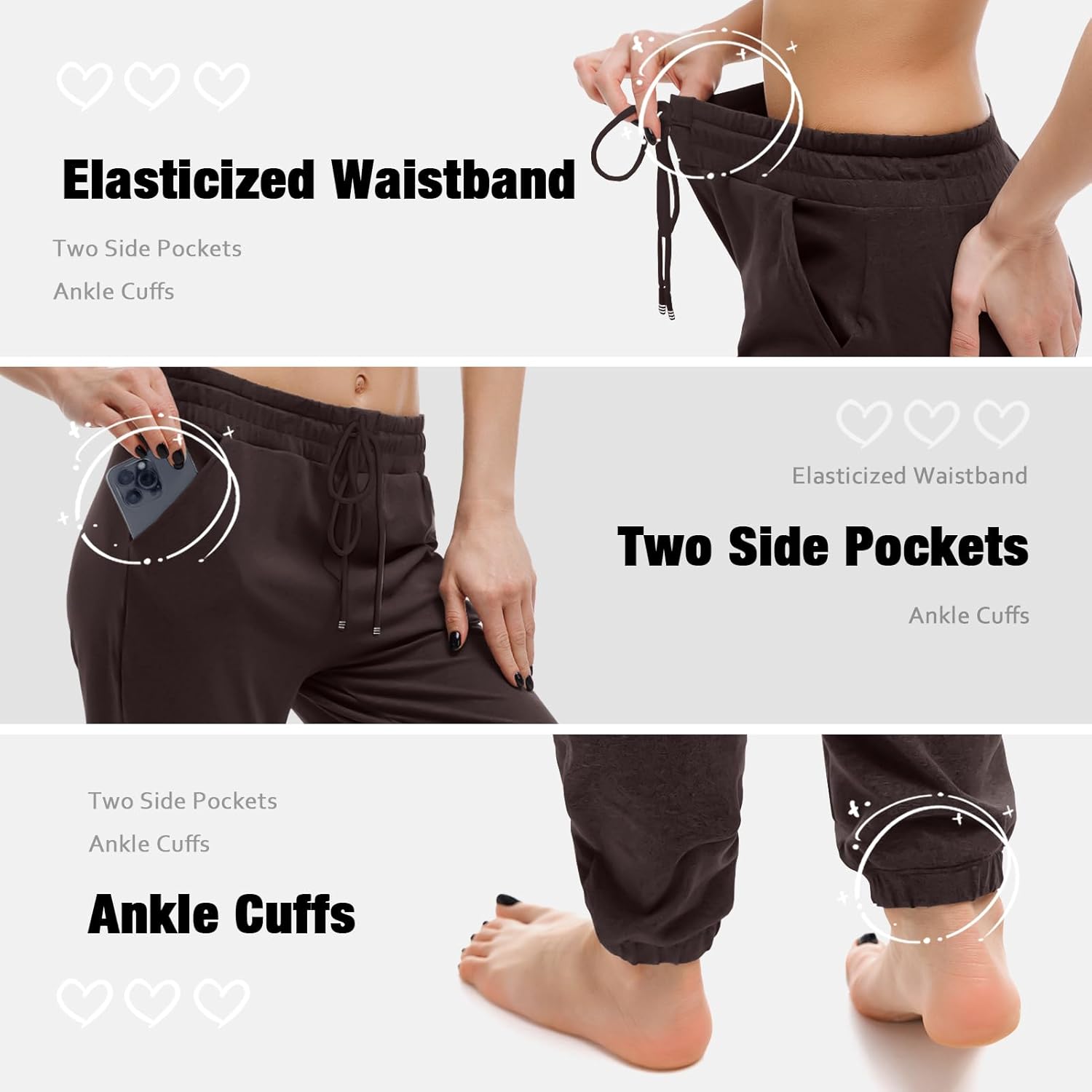 Walifrey Women's Joggers - Comfortable Drawstring Sweatpants with Pockets for Lounging & Workout
