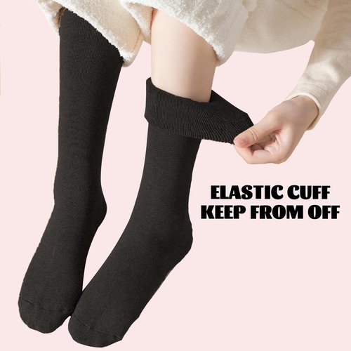 YIZAO 5 Pairs Warm Knee High Socks for Women-Thermal Cotton Socks for Hiking,Work,Winter,Gifts