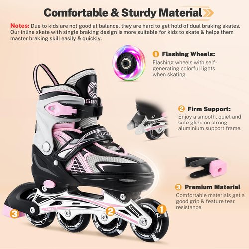 Gonex Inline Skates - Adjustable Outdoor Roller Skates for Kids & Teens with Light-Up Wheels