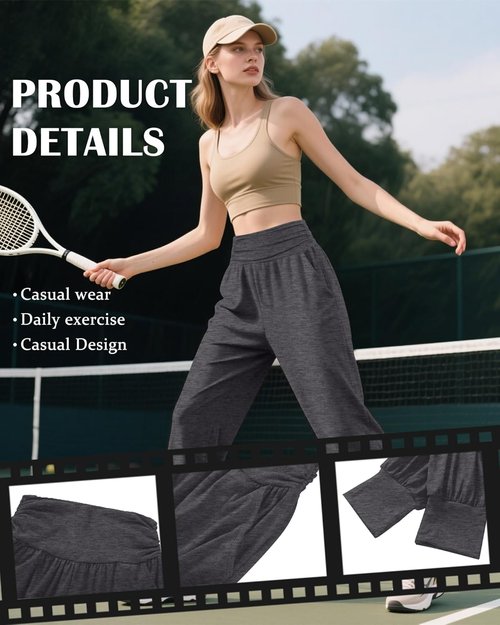 Locoowai Women's Yoga Joggers - Cozy High-Waisted Sweatpants with Pockets | 2 Pack, Casual Comfort