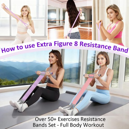 FEFURS 2 Pack Fabric Resistance Band with Handles,Non-Slip Foot Pedal Puller Resistance Band for Legs & Glutes Working Out,Portable Yoga & Physical Therapy&Home Fitness Accessories for Women & Men