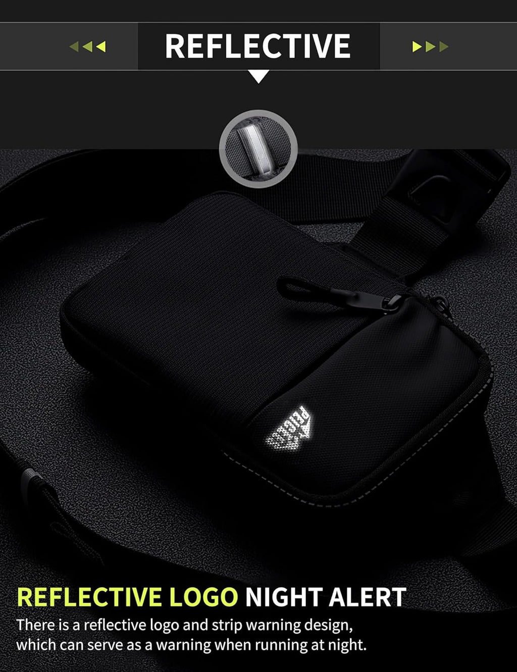 Peicees Mini Crossbody Sling Bag - Water Resistant Dual Pocket Phone Holder for Travel & Gym