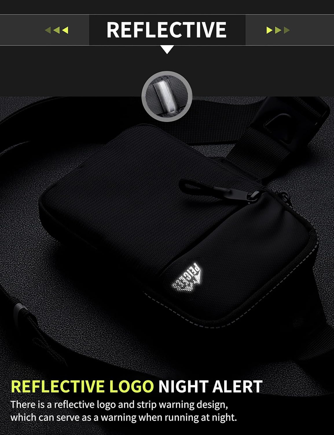 Peicees Mini Crossbody Sling Bag - Water Resistant Dual Pocket Phone Holder for Travel & Gym