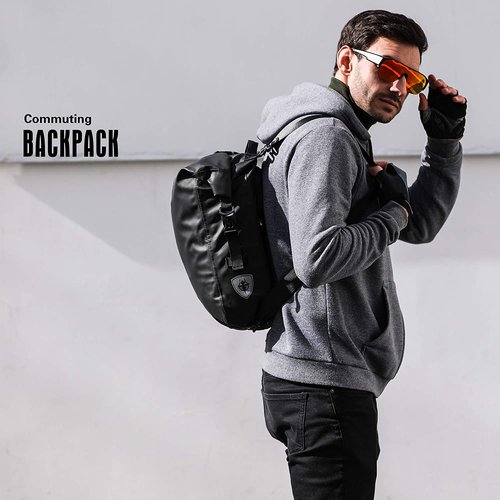 Rhinowalk Bike Pannier Bag Waterproof Rack Bicycle Bag 18L Bike Bag Shoulder Bag Laptop Pannier Backpack Professional Cycling Accessories-Black