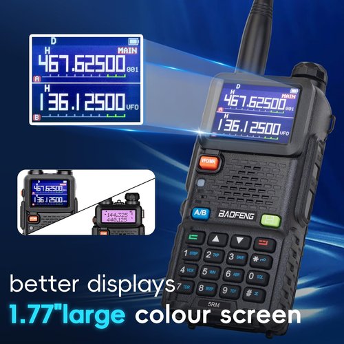 BAOFENG 5RM 10W Ham Radio Handheld Long Range, (4PCS Batteries) Portable Two Way Radio,999CH,Frequency Copy,NOAA Weather,Walkie Talkies for Adults UV-5R with Speaker Mic,Programming Cable,2 Pack