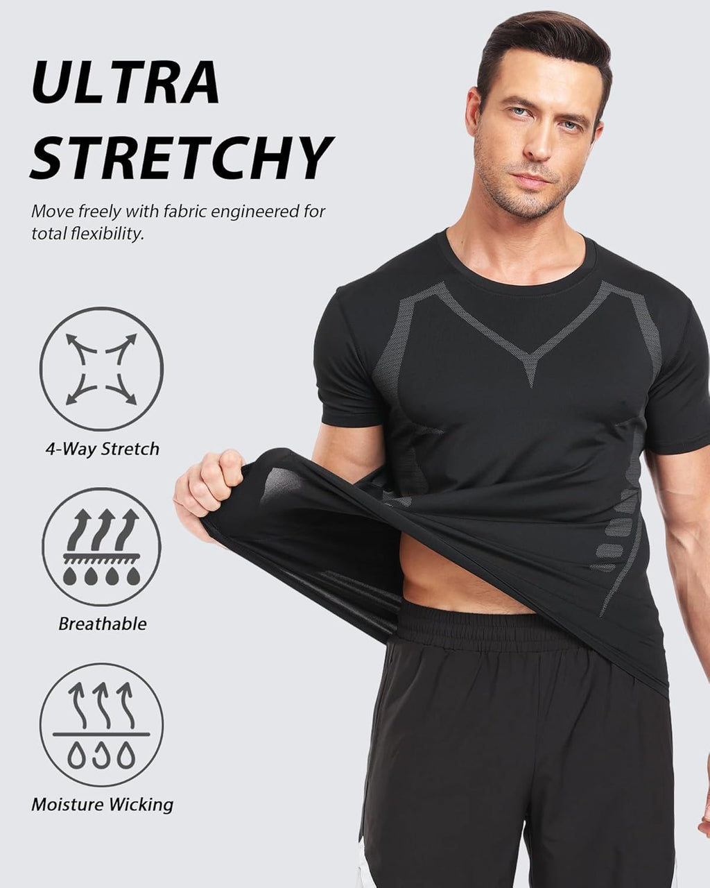 Skiennix Workout Shirts for Men - Quick Dry Athletic Gym T-Shirt for Running | Breathable Outdoor Training