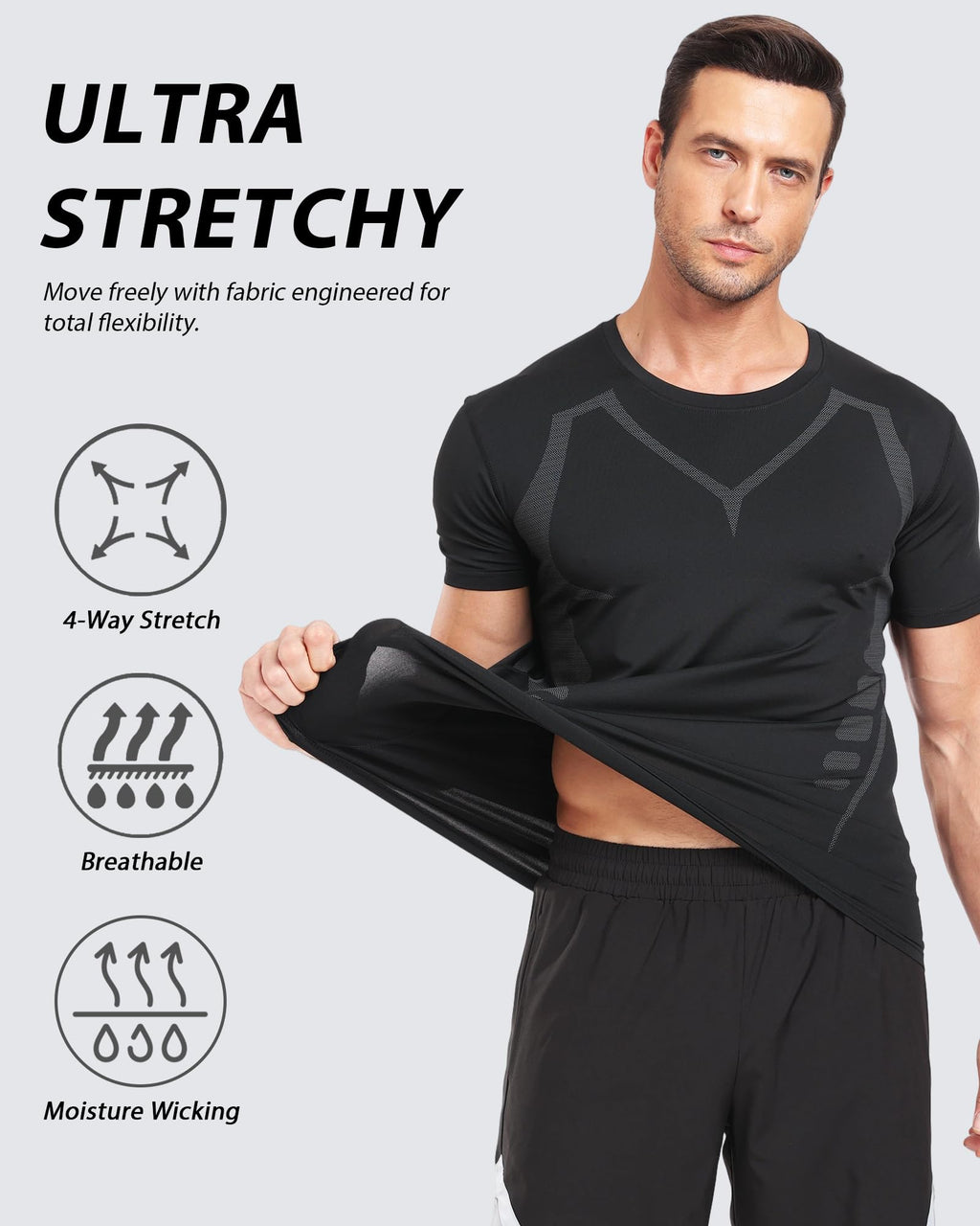 TEEPIRE Workout Shirts for Men, Quick Dry Athletic T-Shirt for Gym Running, Short Sleeve Moisture Wicking Athletic Shirts Tee