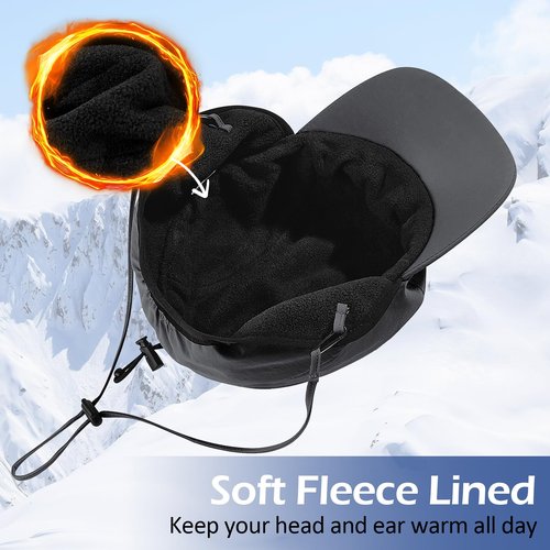 Waterproof Winter Hats for Men with Ear Flaps Lightweight Fleece Lined Trapper Hat Warm Baseball Cap for Ski, Hunting and Ice Fishing Army Green