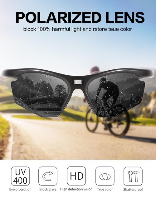 BIRCEN Mens Sports Polarized Sunglasses: UV Protection TR90 Wrap Around Sun Glasses for Outdoor Enthusiast Cycling Fishing