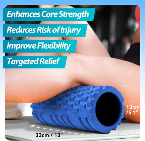 Krightlink Foam Roller - High Density 13" Deep Tissue Massager for Muscle Relief | Blue