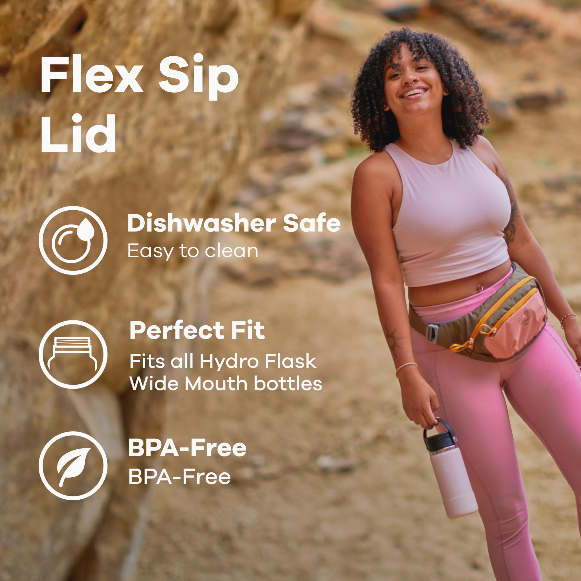 Hydro Flask Lid – Flex Sip Replacement Lid for Wide Mouth Water Bottles - Coffee Lid Accessory Black
