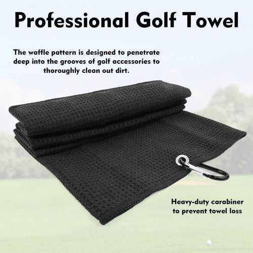 NUOYEE 3 Pack Golf Towel 16 X 24 Inches for Men Women Golf Bags,Microfiber Waffle Golf Club Cleaning Towels Rags(Large)