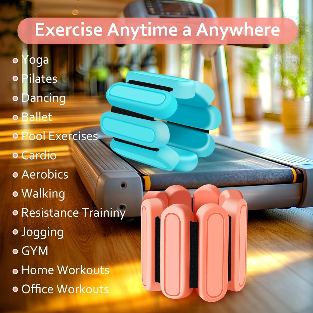 Skiennix Adjustable Wrist & Ankle Weights - Premium Silicone Bracelets for Yoga & Home Workouts | Set of 2 (1 lb Each)