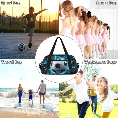 Exploding Soccer Duffel Bag for Kids Overnighter Small Duffle Bags for Boys & Girls, Sleepovers and Travel Duffel Bag for Kids, Carry-On Size & Ideal for School Practice or Sport Gym Bags