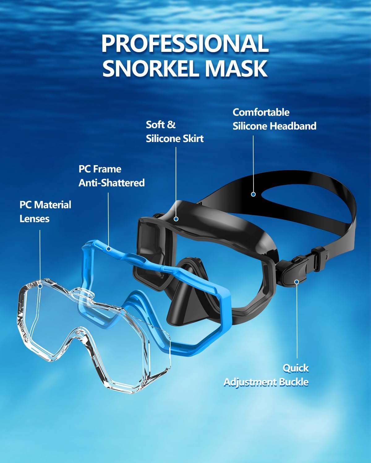 WSTOO Swim Goggles - Anti-Fog Mask with Nose Cover for Adults & Youth | Comfortable Fit