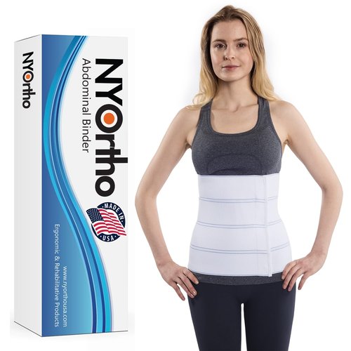 NYOrtho Abdominal Binder Lower Waist Support Belt - Compression Wrap for Men and Women MADE IN USA (30" - 45") 4 Panel - 12"