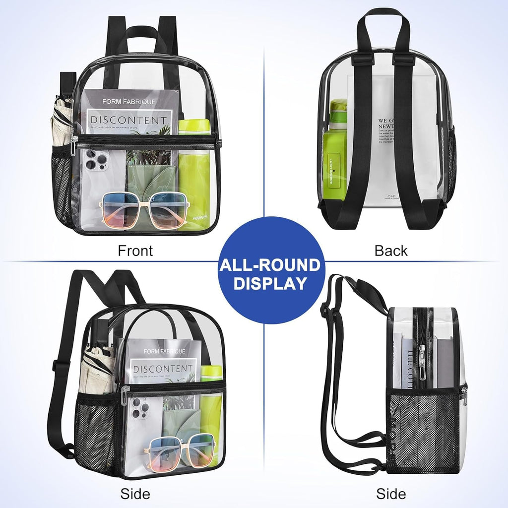 Skiennix Clear Stadium Backpack - Mini Sports Bag for Events, Concerts & Travel | Black 12x12x6