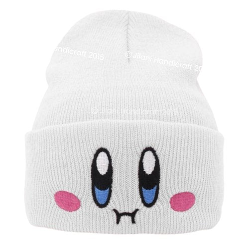 JILANI HANDICRAFT Kid-by Beanie Cute Anime Hat Kawaii Accessories Beanie Slouchy Embroided Face Knit Hats for Adult (Acrylic, White)