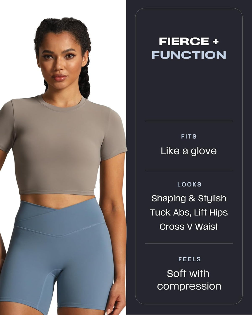 Aoxjox Trinity Workout Biker Shorts - High-Waisted Tummy Control for Women | 6" Cross-Waist Design