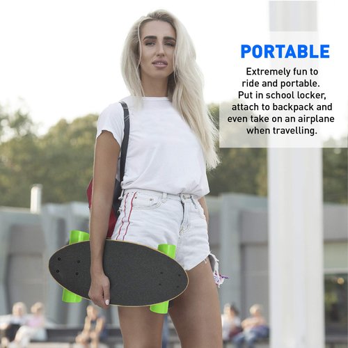 EasyGoProducts Mini Cruiser Wood Longboard Style Skateboard Lightweight and Portable Beginners to Experts - Green, Model:EGP-SKBD-GRN