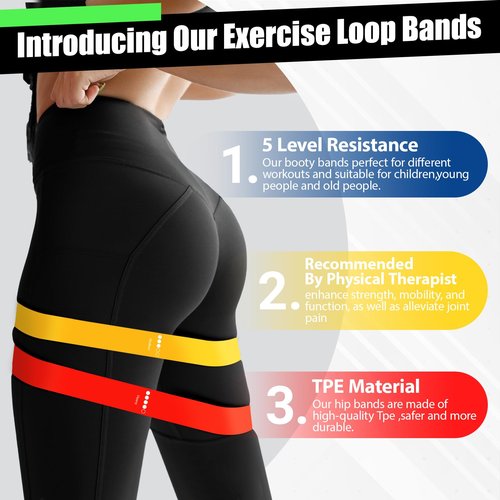 Motionchic 30 Set Include 150 Pcs Resistance Bands Bulk with 30 Pcs Drawstring Backpack - Loop Exercise Bands for Gift Gym Members Sports Class Students Christmas 5 Pieces Each Set with Storage Bag