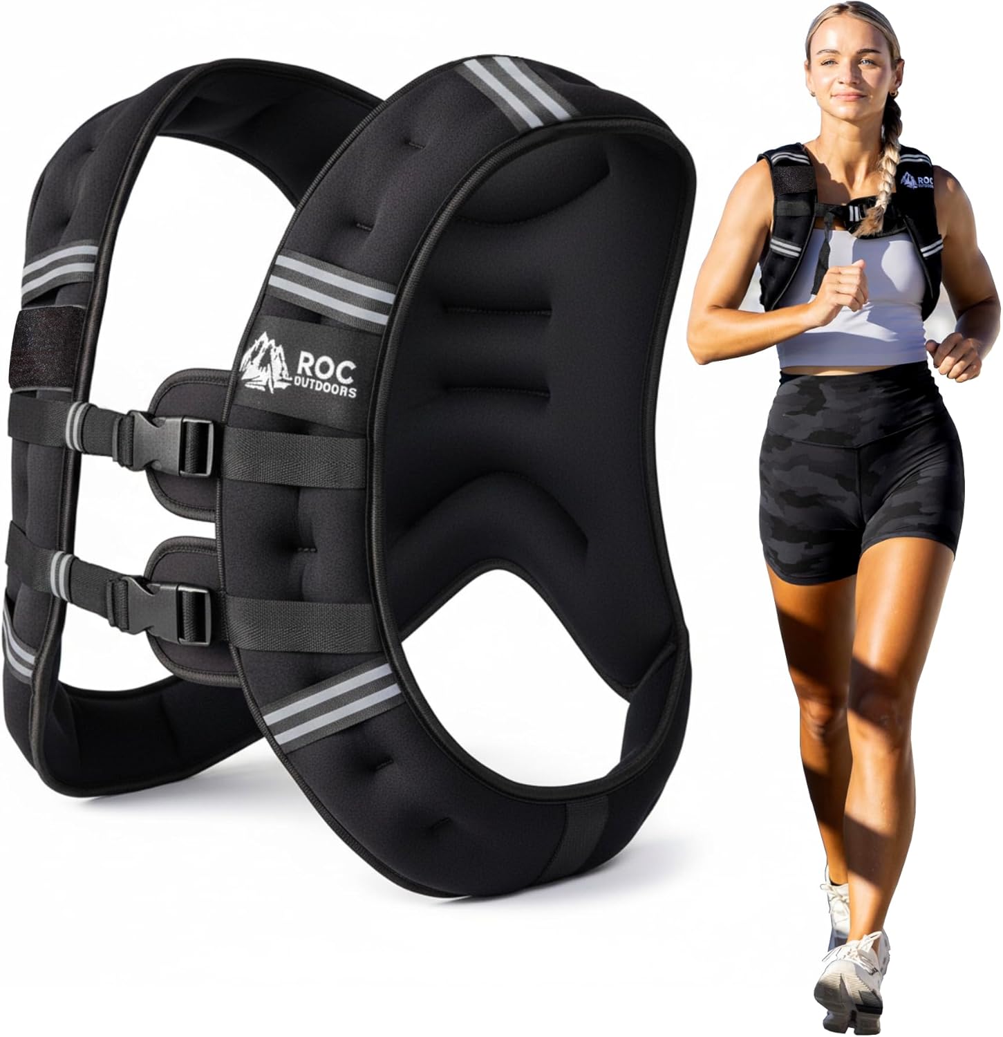 Roc Outdoors Weighted Vest - Rub-Free Technology for Men & Women | 5lb to 30lb Options for Fitness & Weight Training