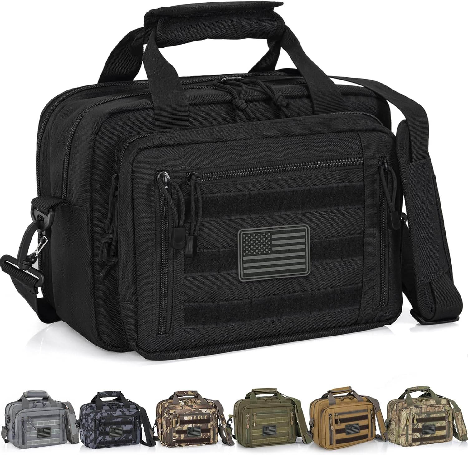 Skiennix Pistol Case - Durable Gun Range Bag for 2 Pistols & 6 Magazines | Lockable Zipper Design