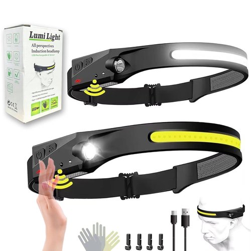 Lumi Light LED Headlamp Rechargeable, LED Head Band, 230° Wide Beam with Motion Sensor for Adults, 5 Mode Waterproof Lightweight Outdoor Camping Hiking Cycling Essentials (2)