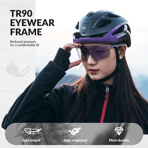 ROCKBROS Cycling Glasses, Photochromic Sports Sunglasses for Men Woman, UV Protection Biking Sunglasses