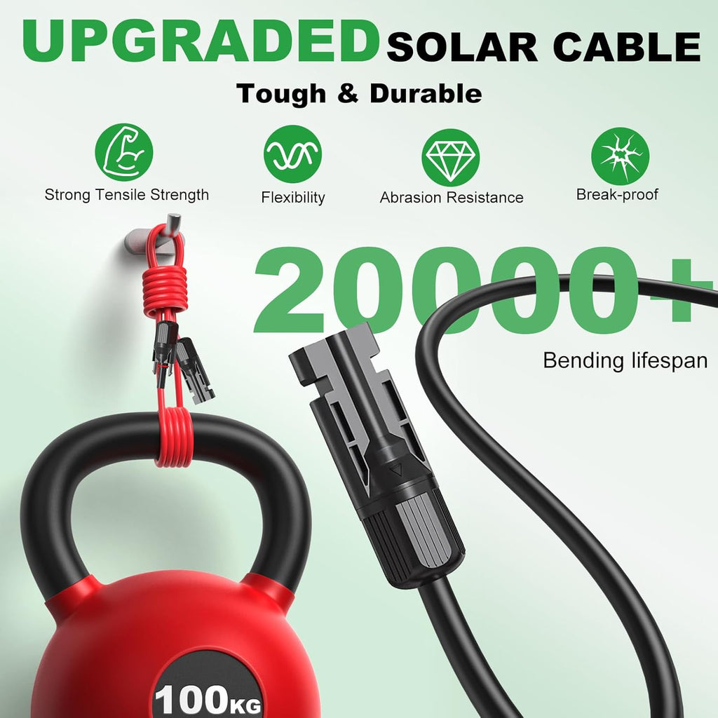 Oududianzi Solar Extension Cable - 30Ft 10AWG Tinned Copper PV Wire with Waterproof Connectors for Solar Systems