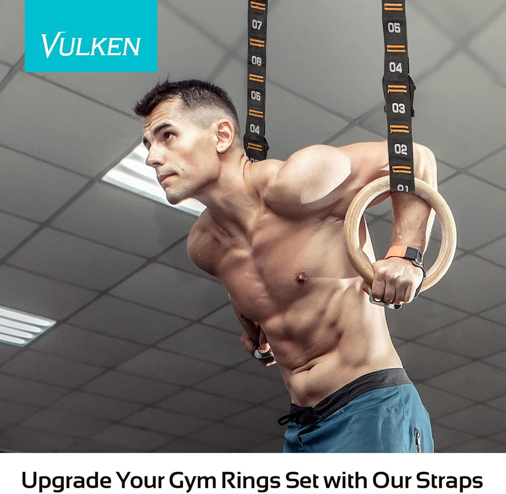 Vulken Adjustable Gymnastic Rings Straps - Quick Hook System for Easy Setup | One Pair