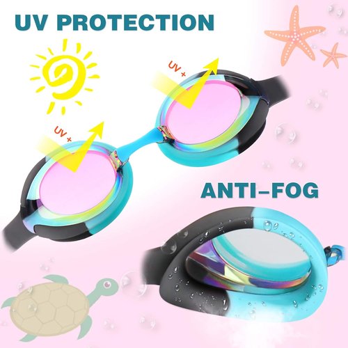Keary Kids Swim Goggles - Anti-Fog, Waterproof & UV Protection for Ages 3-12 | Clear Vision