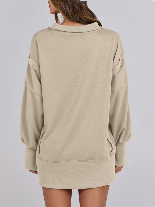 ANRABESS Women's Oversized Sweatshirt - Casual Button-Up Henley Top with High-Low Split | Fall Fashion 2025