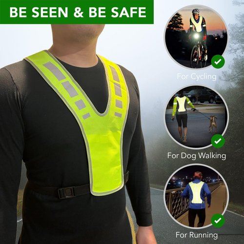 MaximalPower Reflective Vest - Adjustable Safety Gear for Night Walking | Ideal for Men, Women, Kids