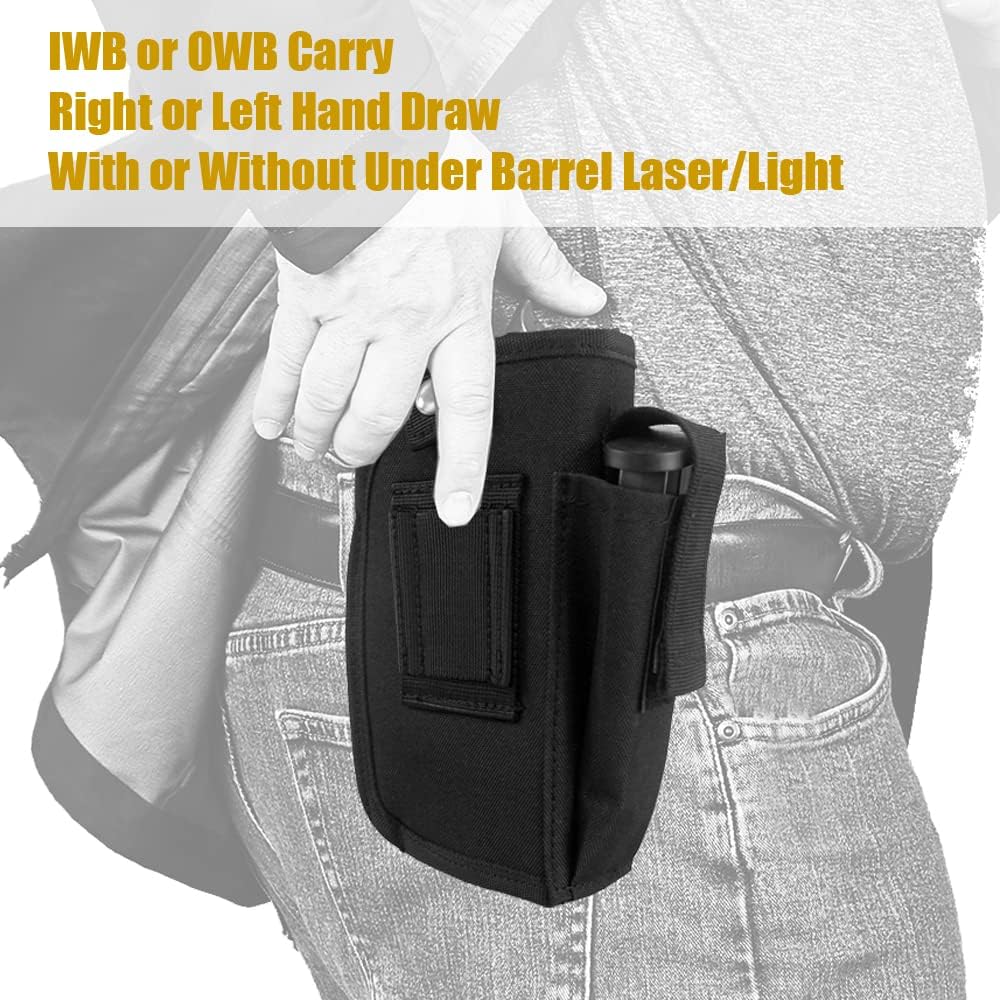 Skiennix Concealed Carry Gun Holster - IWB/OWB for Handgun with Laser Light | Ambidextrous Design