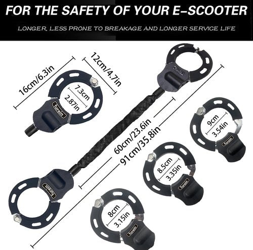 Scooter Lock,Scooter Locks Anti Theft with Scooter Bag,35.8 inch Heavy Duty Electric Scooter Locks,with 3 Key,Bike Locks High Security,Lock for Electric Scooter,E-Bikes,Motorcycles