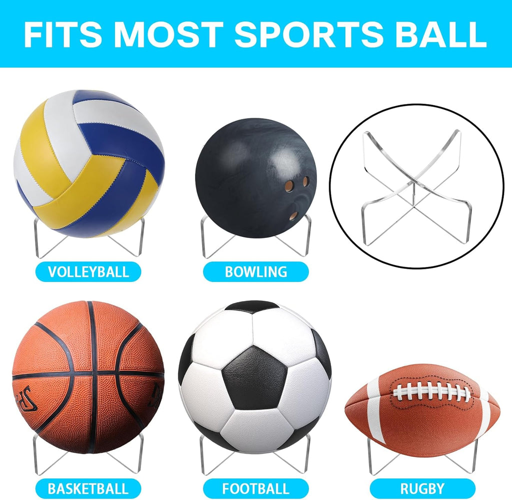 Skiennix Basketball Display Stand - 6 Pcs Clear Acrylic Holder for Soccer, Volleyball & Rugby Balls