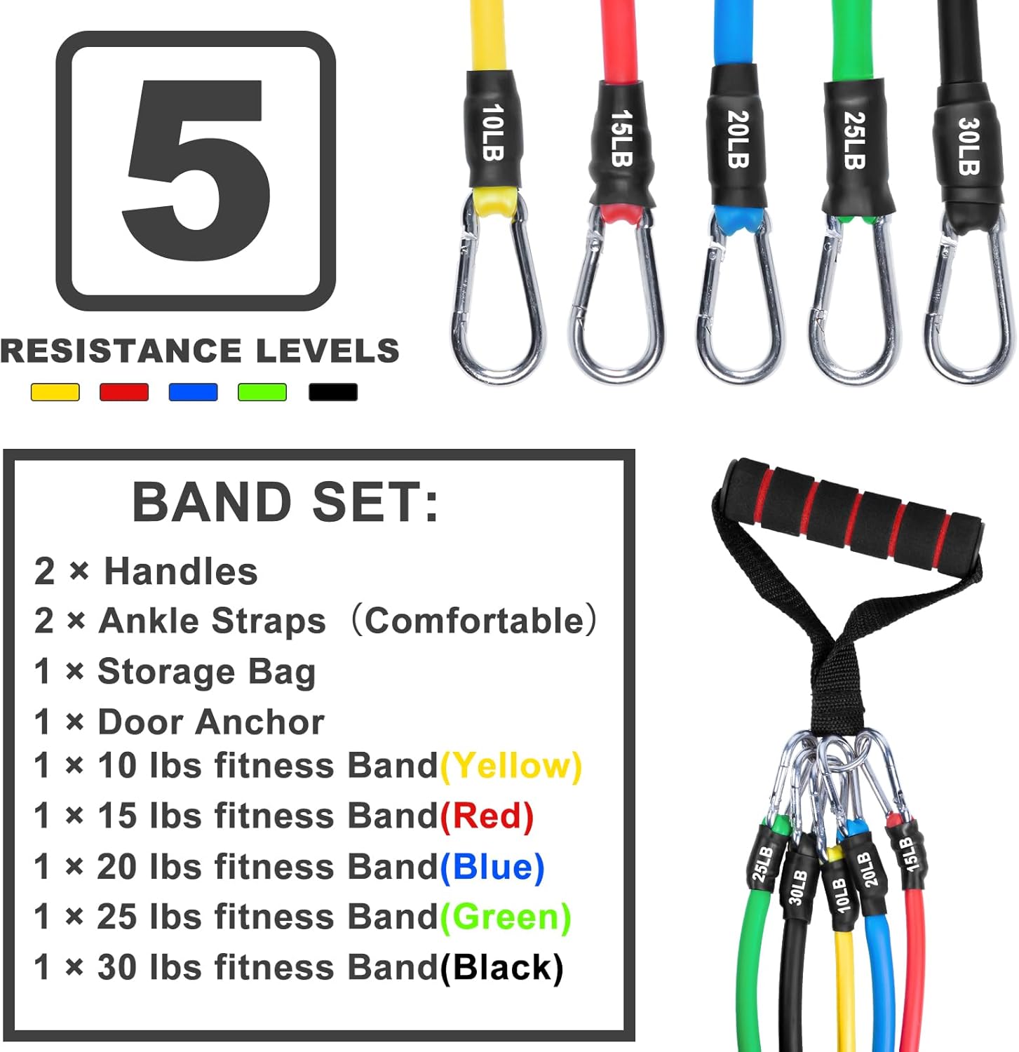 Skiennix Resistance Bands Set - 12-Piece Workout Bands with Handles, Door Anchor & Ankle Straps for Home Fitness