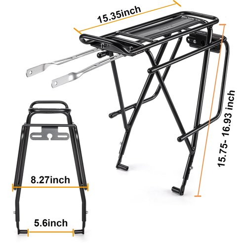 CXWXC Rear Bike Rack - Bike Cargo Rack for Disc Brake/Non-Disc Brake Mount - Bicycle Pannier Rack, Touring Carrier Rack fit 26”-29” and 700c